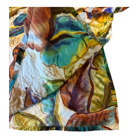 Life Style Split Neck Tunic Top Blouse Multicolor Tropical Leaf Print Size 1X - Picture 8 of 10